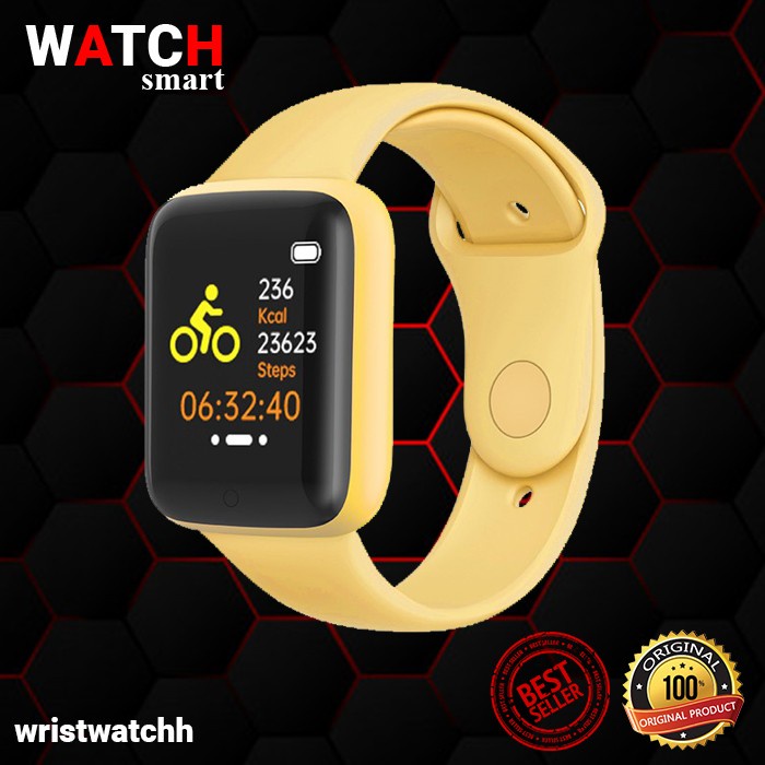 SMARTWATCH JAM TANGAN SMARTBAND ANAK WANITA PRIA D20 Y68M ORI ANTI AIR Kuning P6B7 Modis Keren Jam S