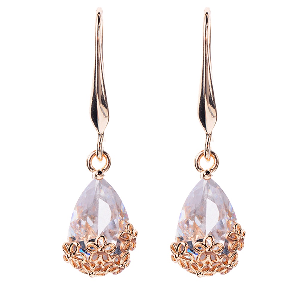 Hu Hu Hu Hu Hu Alat Bantu Pasang Kacamata♡ Anting Kait Gantung Bahan Metal Desain Bunga Hias Cubic Zirconia Gaya Vintage Untuk Wanita