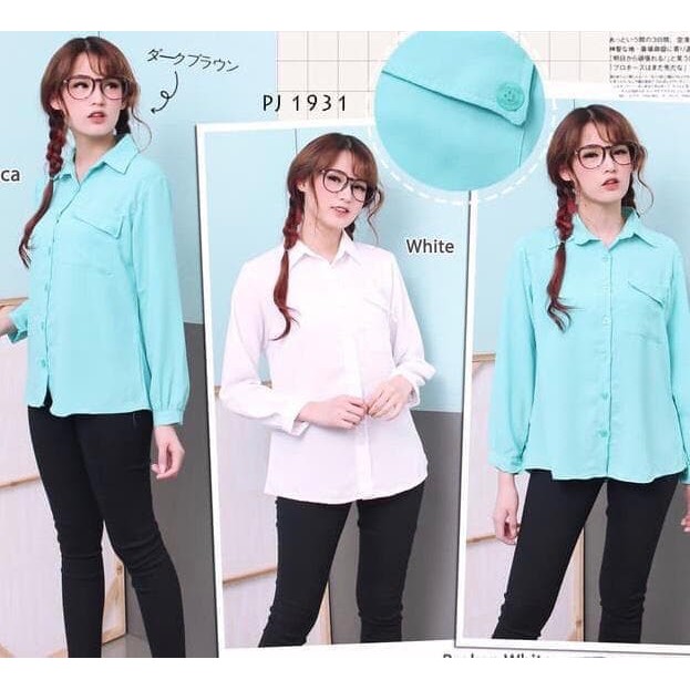 Kemeja Kantor Office Blouse Kemeja Putih Good Quality Blus Wanita - Merah Muda, M