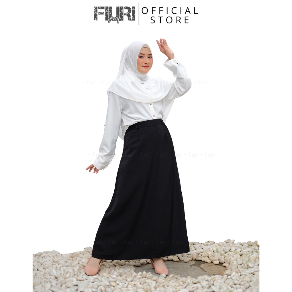 FIURI - Rok Kain Hitam Panjang Model A - Rok Kain Model A - A-Line Skrit - Rok Kerja Pelatihan Ospek Perawat Maba Mahasiswa Baru Muslimah Syari Murah Promo Diskon - Rok Dinas - Rok Putih Cokelat Coklat Abu Abu Hitam Besar Jumbo Big Size - Fashion Wanita