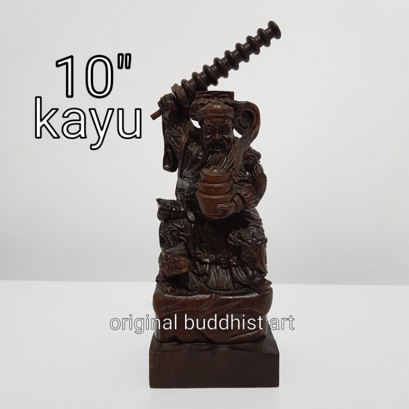 patung dewa han tan kong kayu 10 inch