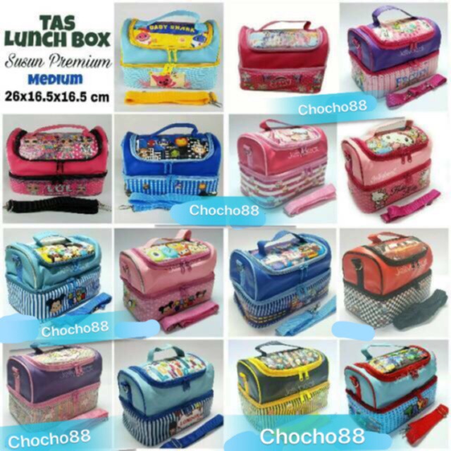 Tas Bekal Smiggle Medium Standard / Lunchbag 2 Susun Foil Tahan Panas Muat Lunch Box Yooyee Kecil