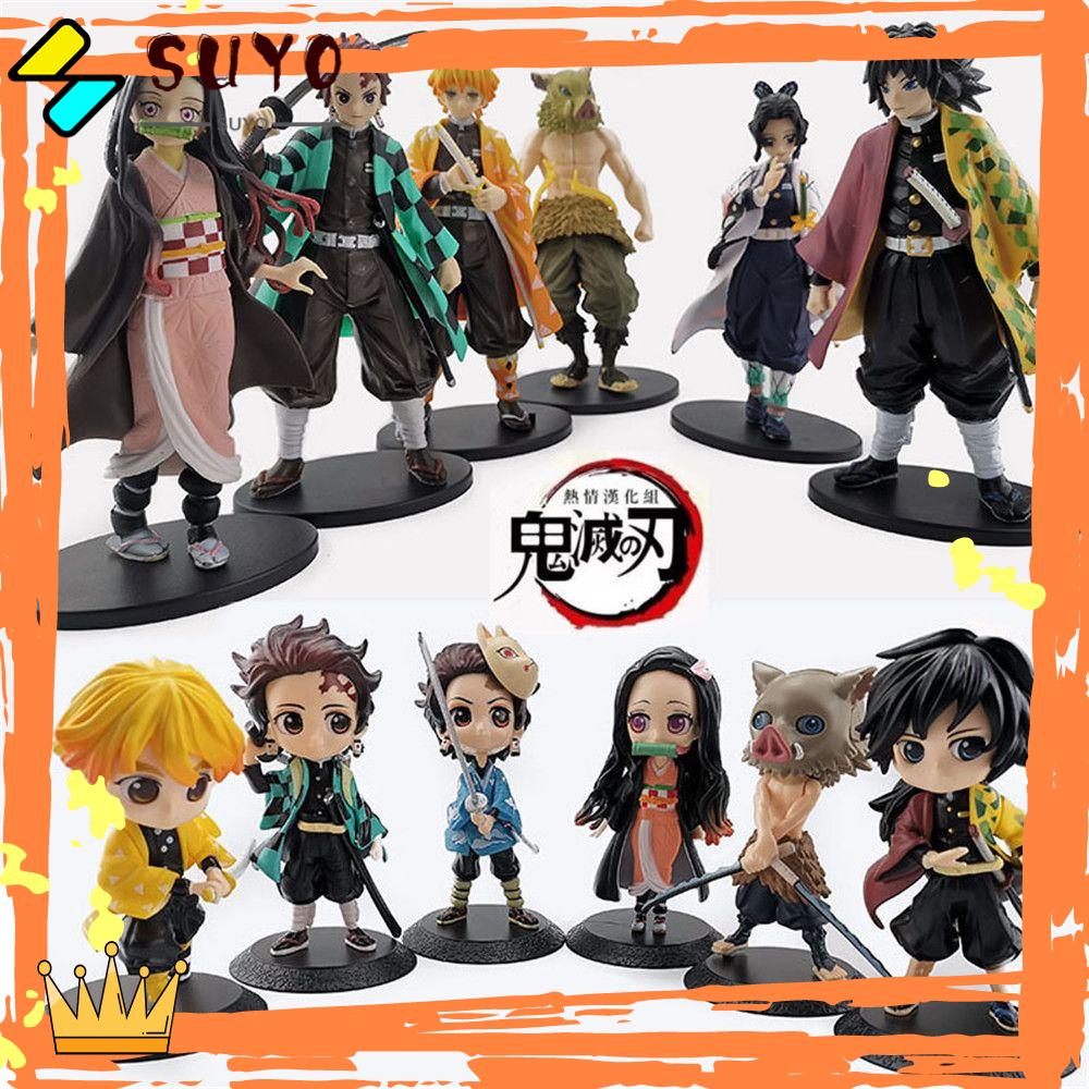 Action Figure Anime Demon Slaye Kimetsu Zenitsu Agatsuma Nezuko Tanjirou Hashibira Bahan Pvc