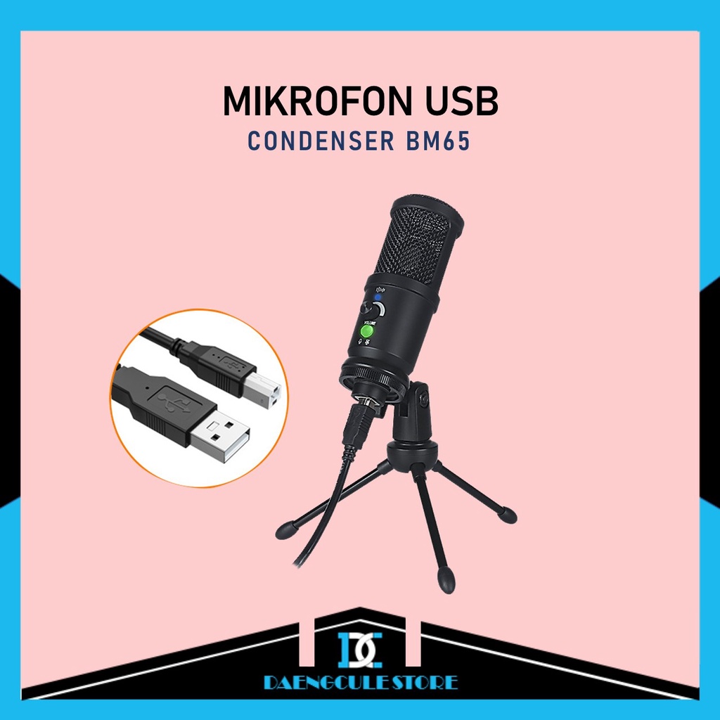 MIKROFON USB KONDENSOR BM-65 / MICROPHONE PODCAST LIVE STREAMING / MIC MARSNASKA CONDENSER WITH STAN