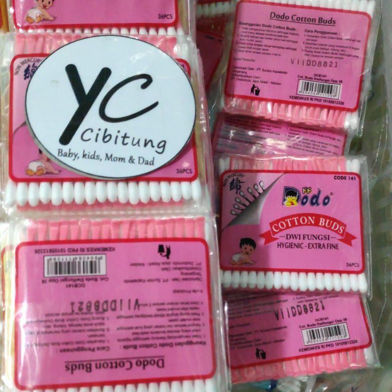 COD Dodo Korek Telinga Kuping cotton buds Extra Fine 100 PCS Kuning  - 36 PCS Pink baby Bayi Anak Dewasa dwi fungsi balita