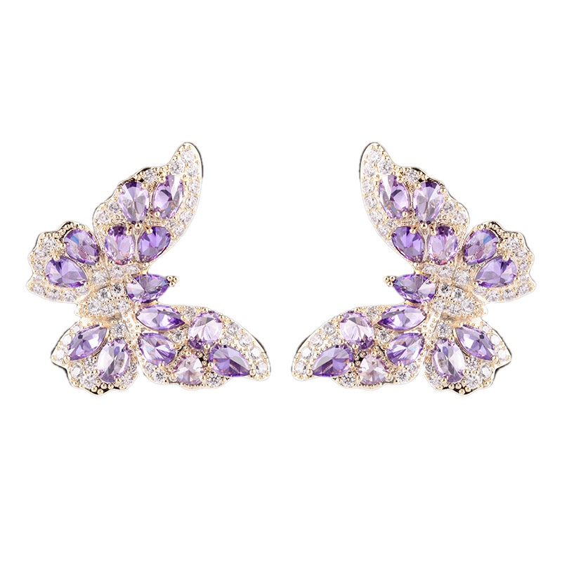 Fashion Moissanite Butterfly Shape Sterling Silver Needle Earrings