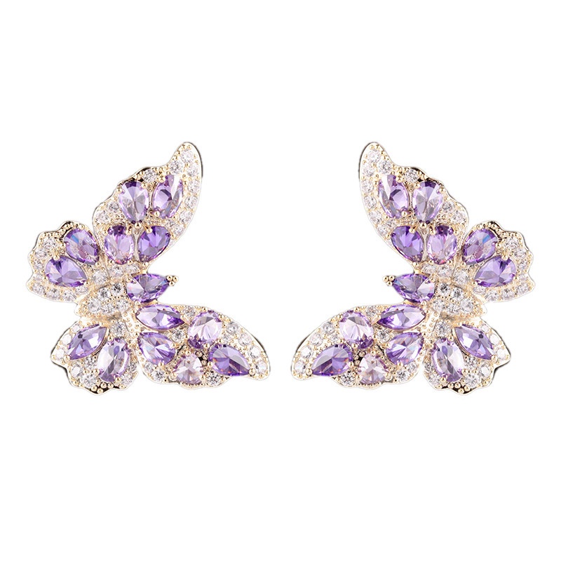 Fashion Moissanite Butterfly Shape Sterling Silver Needle Earrings