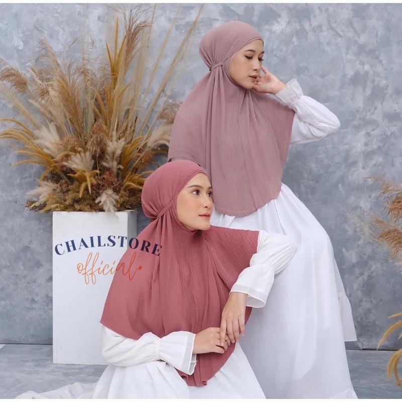 Bergo Plisket tali / Hijab Instant Maryam Ceruty Babydoll / Jilbab Instan