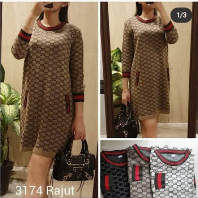 TUNIK RAJUT GUCCI FASHION MUSLIM WANITA IMPORT