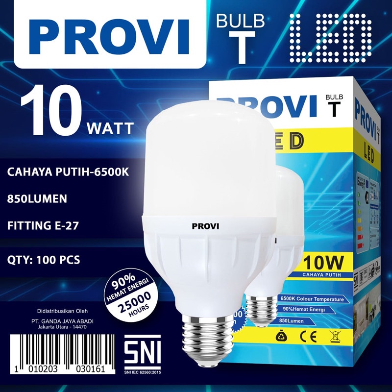 BOHLAM BOLA LAMPU LED PROVI 10W 10WATT GARANSI 1 TAHUN SANGAT TERANG LED CAPSULE