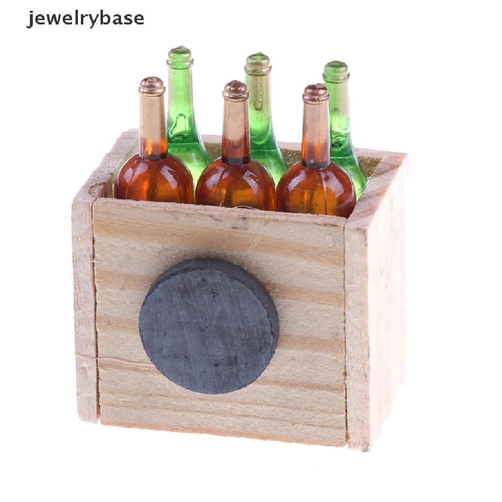 Base 6pcs Miniatur Botol Wine / Jus Bahan Kayu Untuk Aksesoris Dapur Rumah Boneka