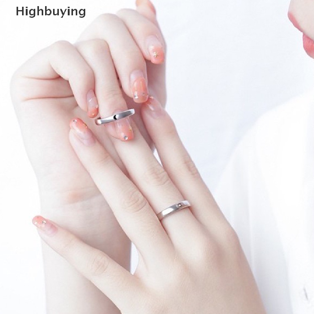 Hbid Cincin Terbuka Adjustable Model Matahari / Bulan Untuk Pasangan / Pria / Wanita