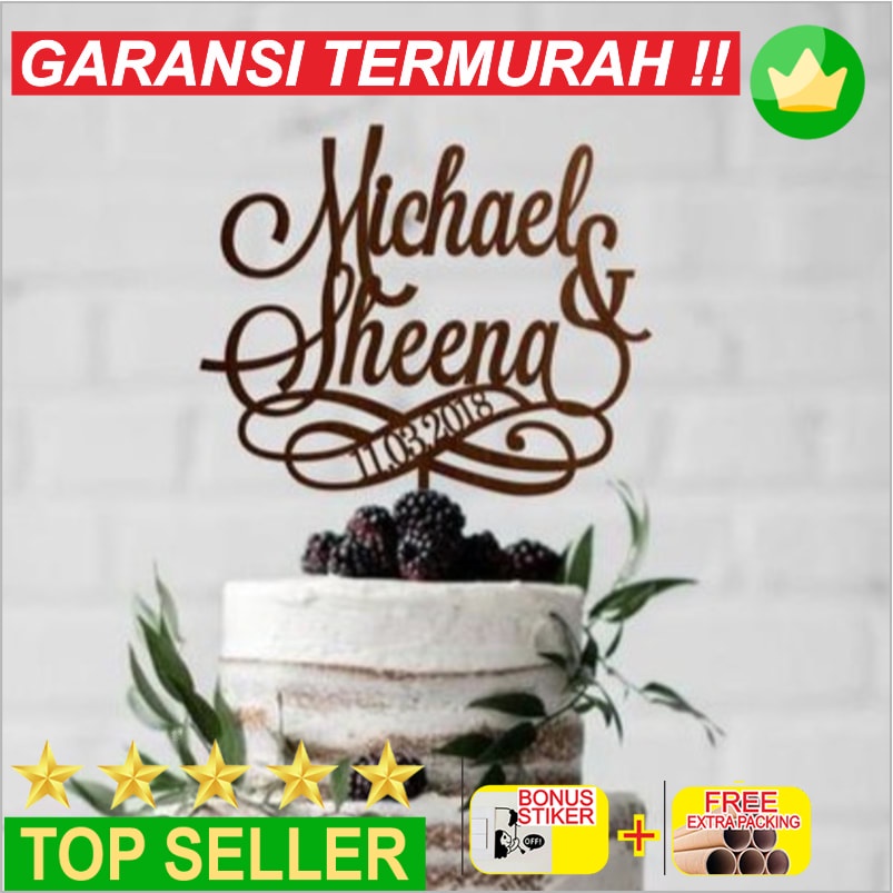 Grosir Cake Topper / Topper Kue Akrilik / Lamaran Hiasan Kue Pernikahan - 10cm Keren