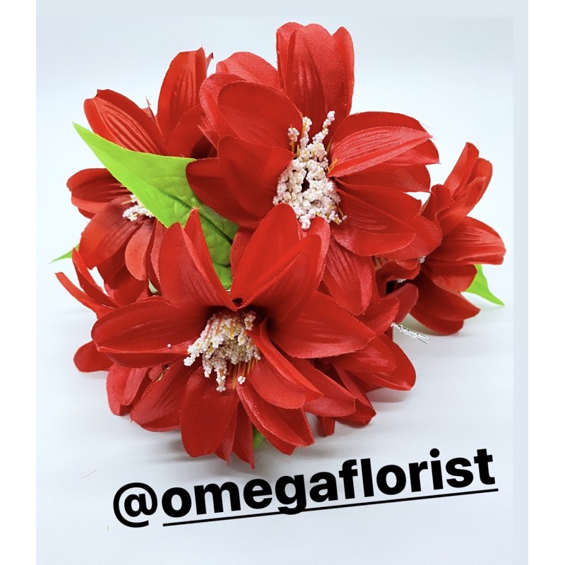 Dahlia Satin Artificial Bunga Artificial/Bunga Plastik/Bunga Dekorasi/Dekorasi Pernikahan/Pernikahan-Merah