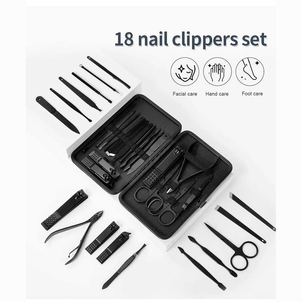 VCHOSE Set gunting kuku PROFESIONAL 555 Set Perlengkapan Manicure Pedicure super tajam Cutters Nail 18pcs  kunting kuku, korek kuping, pinset, kikir kuku 7/10/16/18 Pcs Manicure Cutters Nail Clipper Set Household Stainless Steel Ear Spoon Nail Clippers