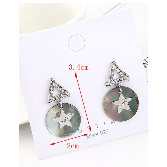 LRC Anting Tusuk Fashion 14k Gold Tassel Pearl Bow Circle With Diamonds Earrings Y63130