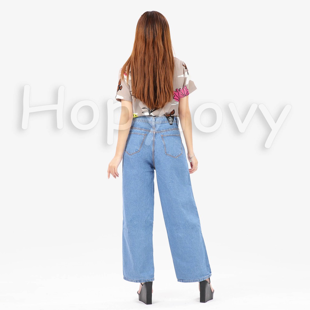 HOPYLOVY - Celana Jeans Boyfrend Wanita Model Kulot Willow