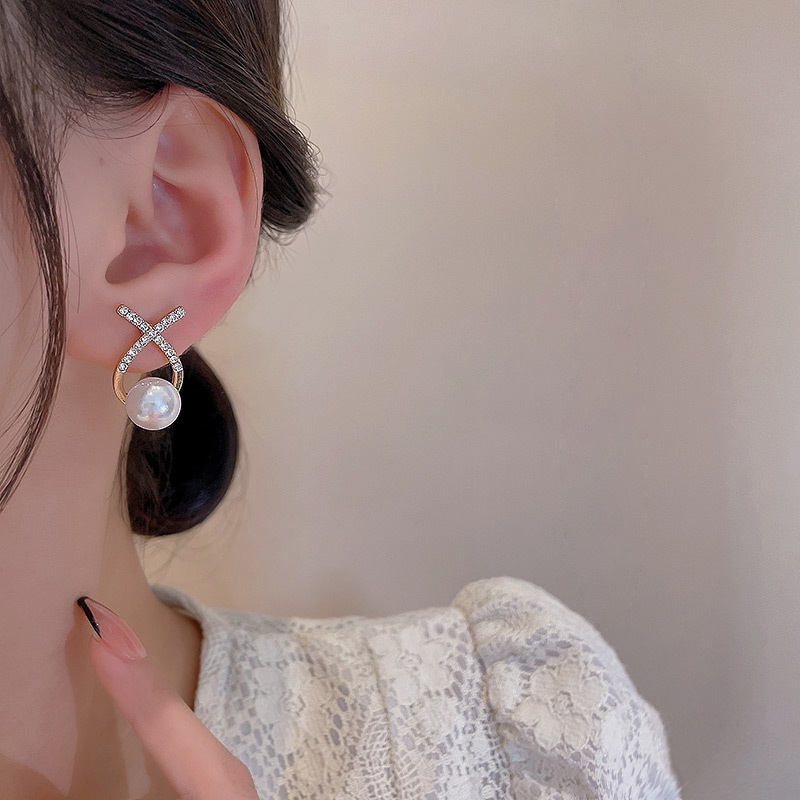 Anting Stud 925 silver needle Hias Mutiara Berlian Untuk Wanita