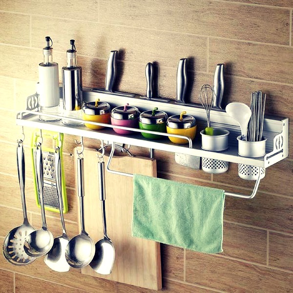 Rak Dinding Dapur Aluminium - Rak Bumbu - Rak Peralatan Dapur