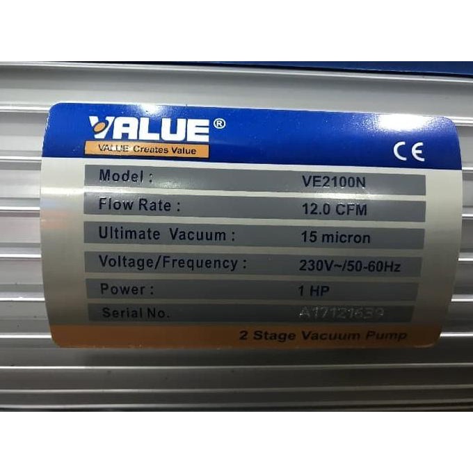 Value Ve 2100, Pompa Vakum Ac/Vacum Pump/Vacuum 2 Stage