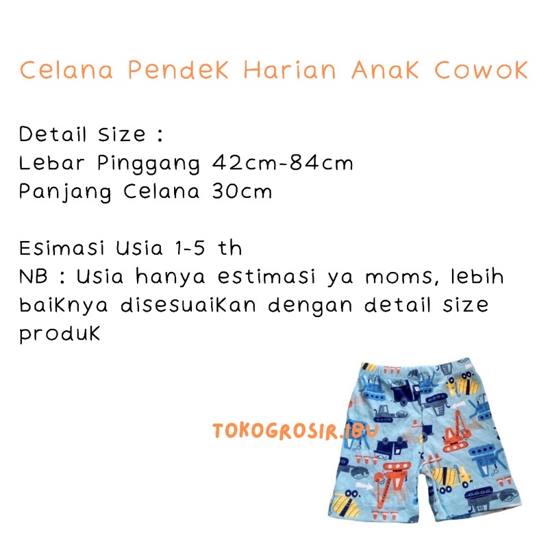 Celana Pendek Harian Anak Laki Laki Perempuan 1-5 Tahun Short Pants Celana Anak Bayi Cowok Cowok