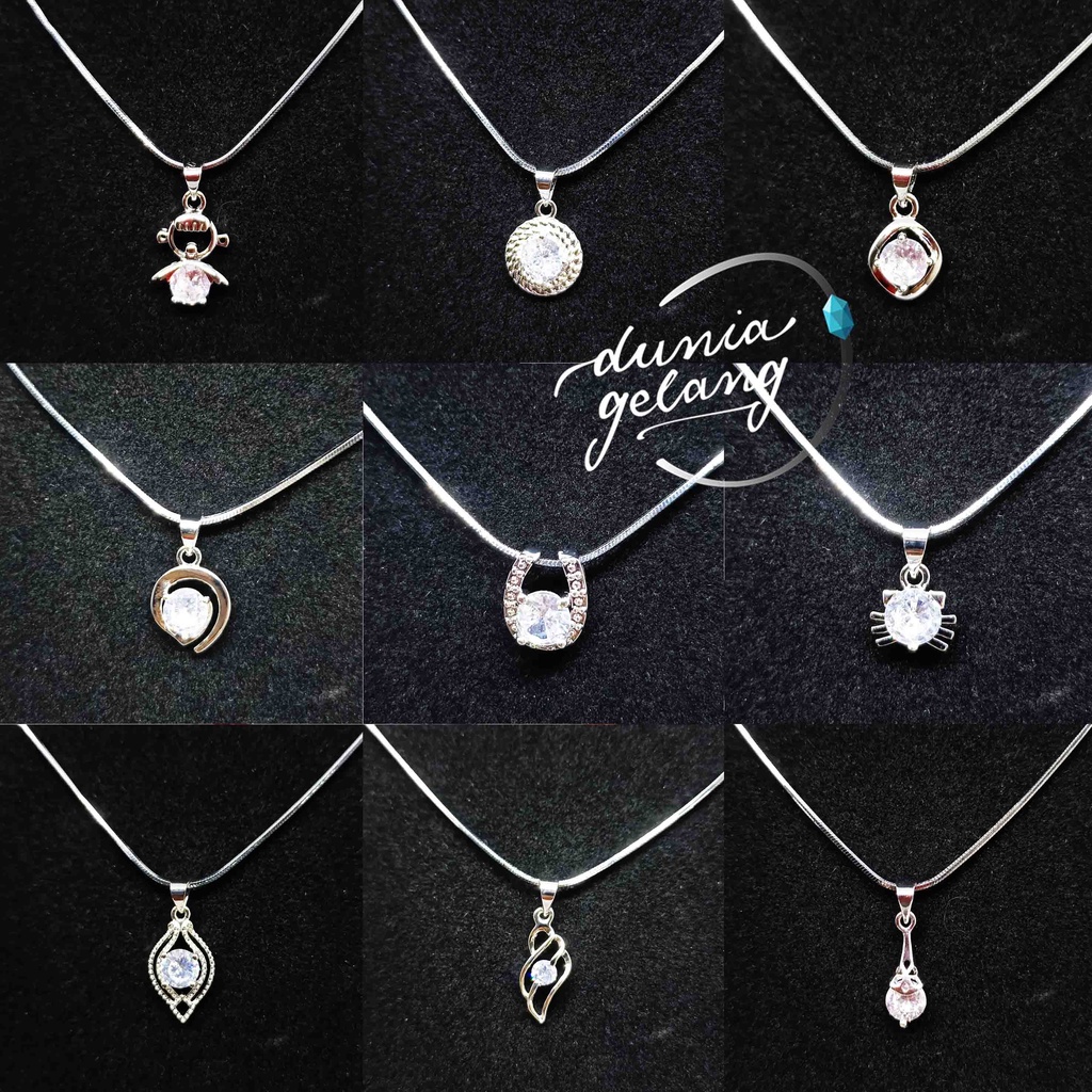 KALUNG TITANIUM PERMATA SILVER ANTI KARAT ANTI LUNTUR / KALUNG PRIA WANITA ANAK / AKSESORIS / DUNIA GELANG