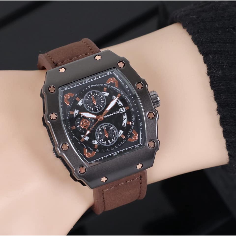JAM TANGAN RM KULIT 4,5CM JAM MURAH-JAM FASHION-TERLARIS-JAM BRANDED-GROSIR JAM