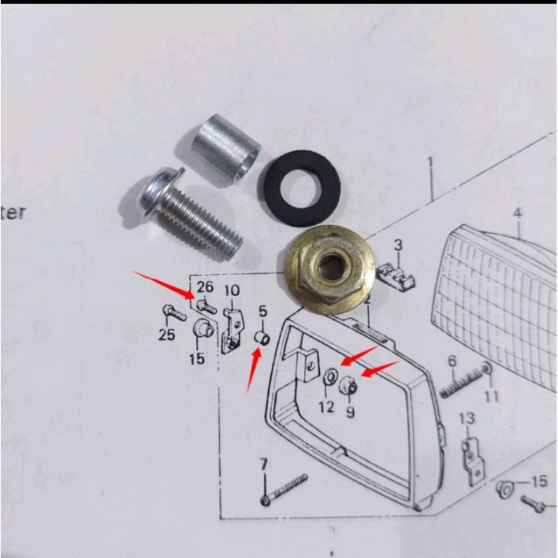 Baut set reflektor lampu depan honda c700 c800 supercup