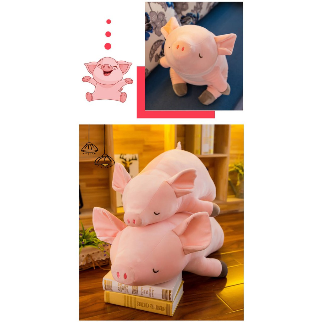 Boneka Piggy Bahan Plush / Soft comforting lying pig doll