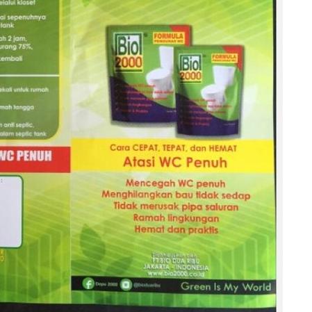 ➭ BIO 2000 , SOLUSI MAMPET WC dan SEPTICTANK CEPAT PENUH isi 500 gr microorganisme Pengurai Tinja ➩