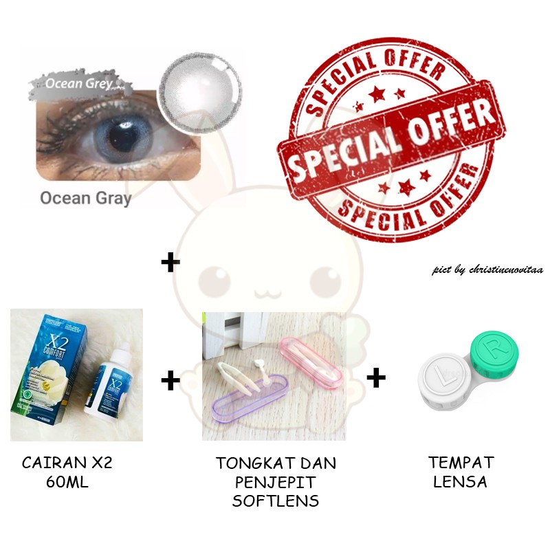 PAKET SOFTLENS LIVING COLOR CIRCLE MINI 14MM (NORMAL) + CAIRAN X2 60 ML + PENJEPIT / PINSET