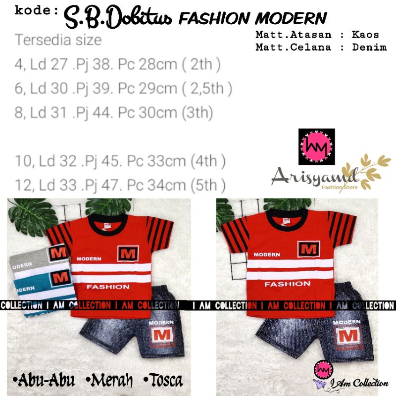 AM | Setelan Baju Celana Pendek Anak Dobitus FASHION MODERN