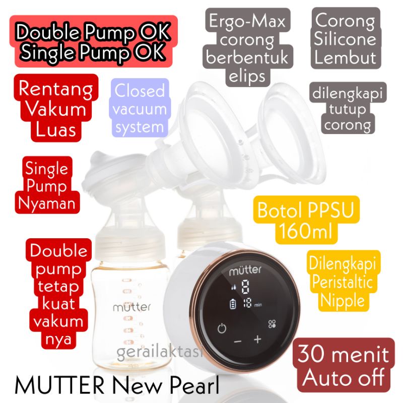 Mutter New Pearl Pompa ASI Dobel Elektrik - Double Electric Breast Pump