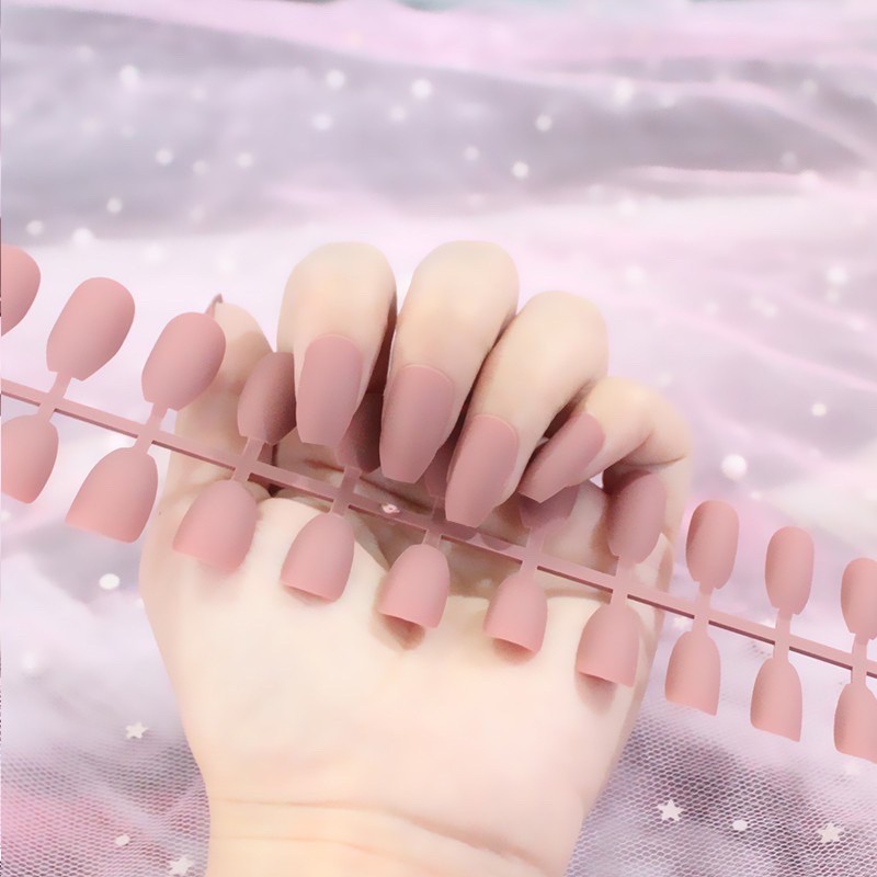 24pcs BALERINA FAKE NAILS / kuku palsu matte balerina short coffin kylie jenner matte doff kupal