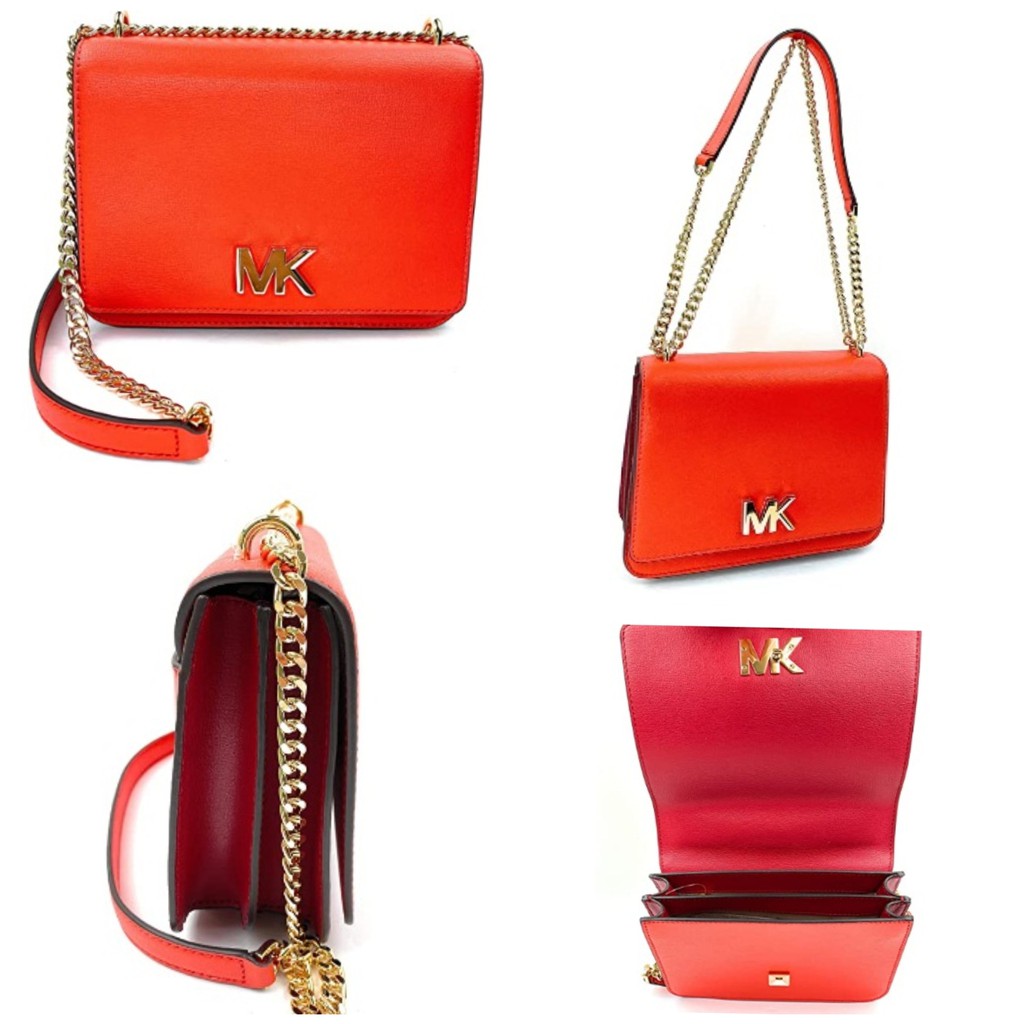 Tas MK Mott large chain shoulder leather mandarin multi sz 22x15cm