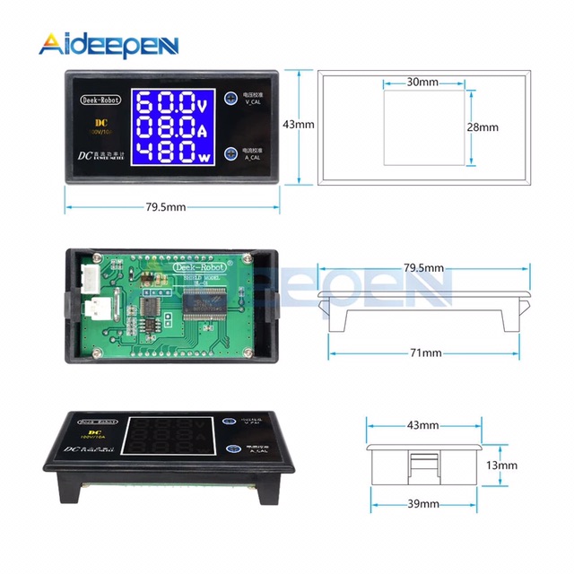 Voltmeter Ammeter 12V 10A DC Power Wattmeter KWh