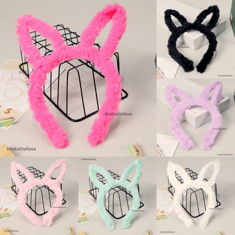 Bando Bunny Korean Style Anak Perempuan / Kuping Kelinci Polos Headband Bunny Wanita Imut Bulu Halus Murah Babycinnamon