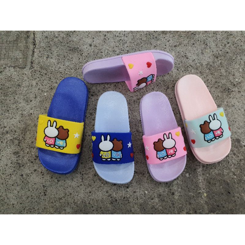 SANDAL ANAK PEREMPUAN A02 LINE BROWN CONY KARET SENDAL SELOP BERUANG