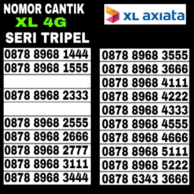 nomor cantik XL 4g lte seri ekor triple 02