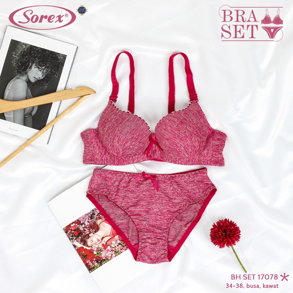 (Set Bra) Bh Bra Set Sorex 17078 (Cup A) Tekstur Motif | Busa Sedang Pakai Kawat |kcx