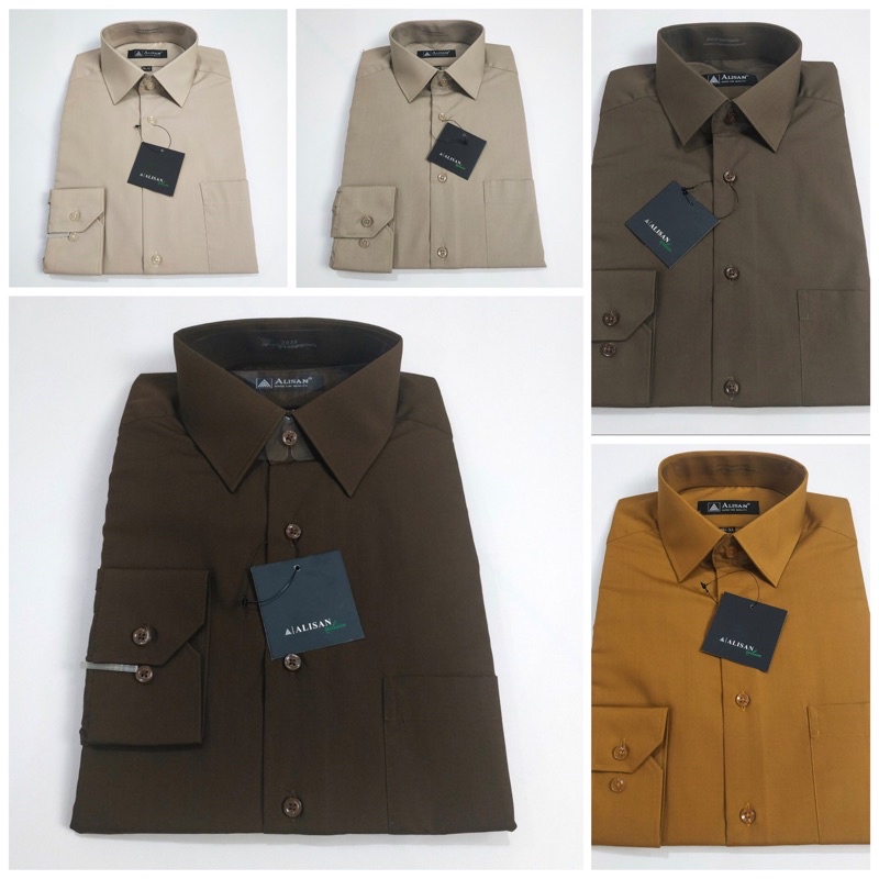 Kemeja Alisan Lengan Panjang Pria Coklat, Cream C1,C2,C6,C7,C8 Original Top Brand