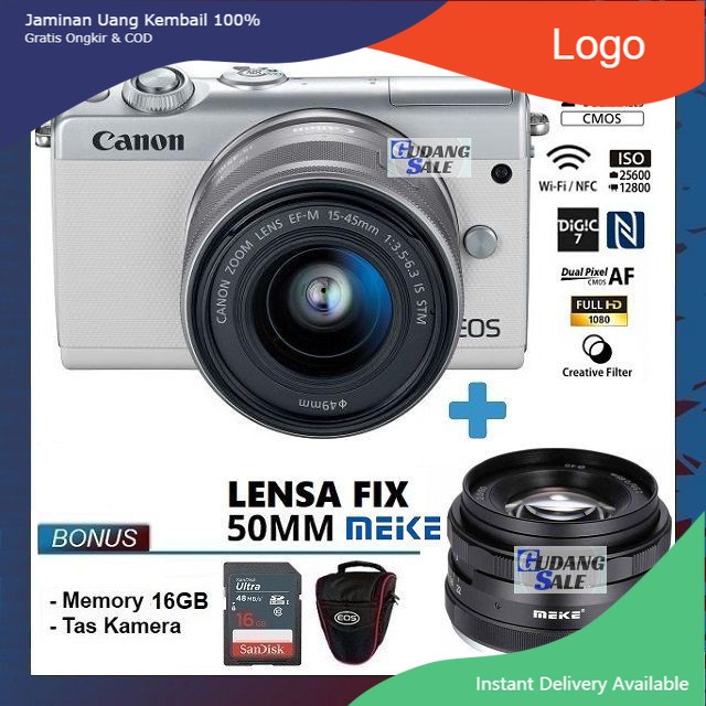[NEW] KAMERA CANON EOS M100 + LENSA KIT 15-45mm & FIX 50mm - GARANSI 1 TAHUN - CAMERA MIRRORLESS 2