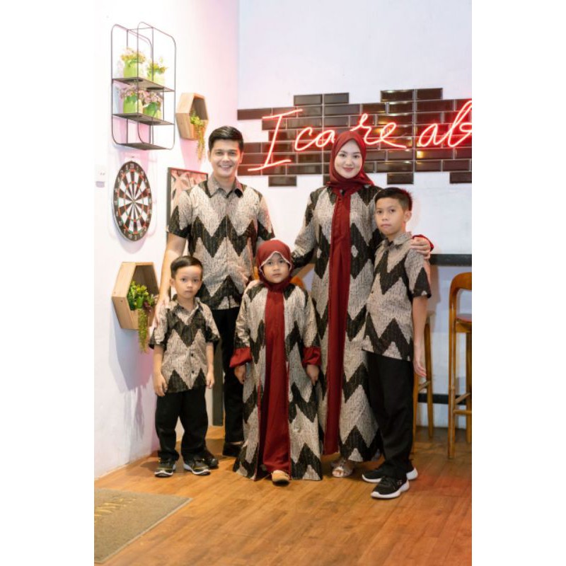 BATIK COUPLE KELUARGA SARIMBIT FAMILY BATIK KELUARGA GAMIS CARDY ZIGZAG