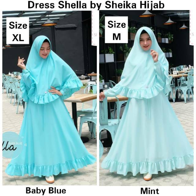 Dress Shella -1 Set- Gamis Pesta Syari Cantik by Sheika Hijab