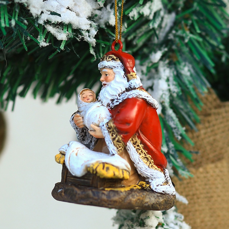 Ornamen Gantung Bentuk Santa Claus Bahan Resin Untuk Dekorasi Pohon Natal