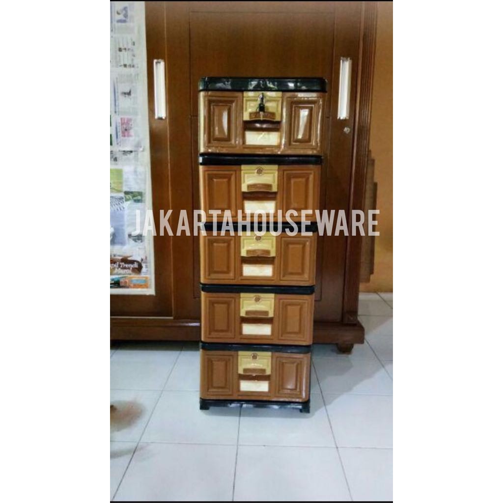 Lemari Plastik/ Rak Plastik Laci Plastik Napolly susun 5 Ada Kunci