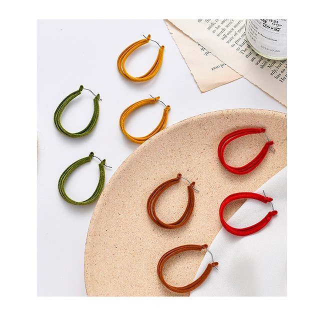 LRC Anting Tusuk Fashion Geometric Flocking U Line Irregular Earrings D52131