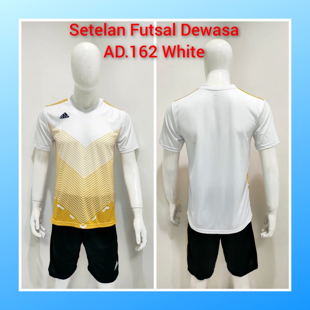 Kaos futsal pria jersey sepak bola baju dan celana setelan wanita dewasa t-shirt outfit seragam jarsey kostum olahraga pakaian apparel sport jersy soccer casual jersi suit AD162 putih