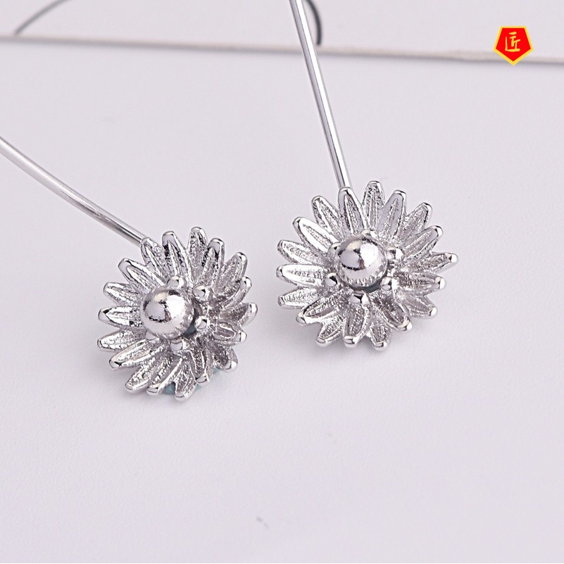 [Ready Stock]New Daisy Sunflower Flower Long Stud Earrings