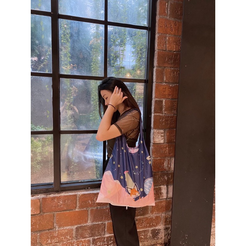NOTTE - Shopping Bag Foxy Navy Space Themed | Tas Lipat | Shopping Bag